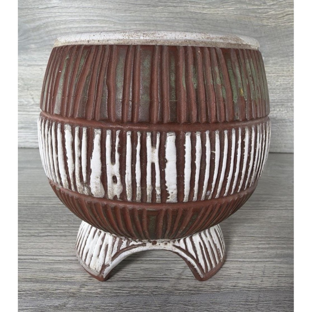 Vtg Napcoware C7204 Japan Ceramic Footed Planter Vase MCM Rustic Pottery **Read